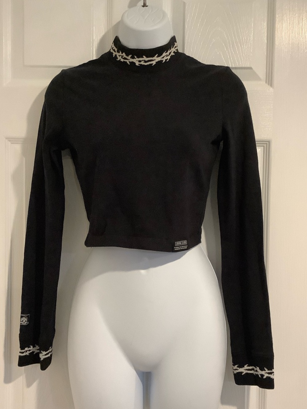 LURKING CLASS Black Mock Neck Goth Emo Alt Witchcore Streetwear Crop Top M